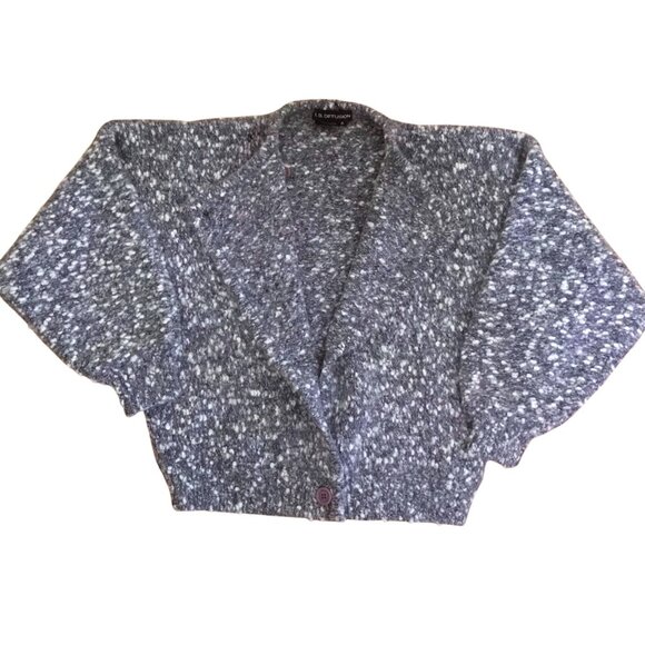 L.B. Diffusion Mohair Wool Dolman Cardigan M Gray Hong Kong 80s Artisanal Knit - Picture 5 of 9